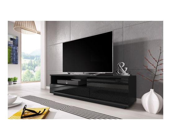 Cama Meble Cama TV cabinet MUZA 138/40/41 black/black gloss