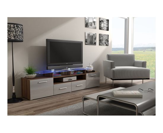 Cama Meble Cama TV stand EVORA 200 plum tree/grey gloss