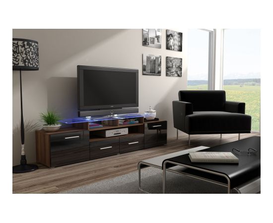 Cama Meble Cama TV stand EVORA 200 plum tree/black gloss