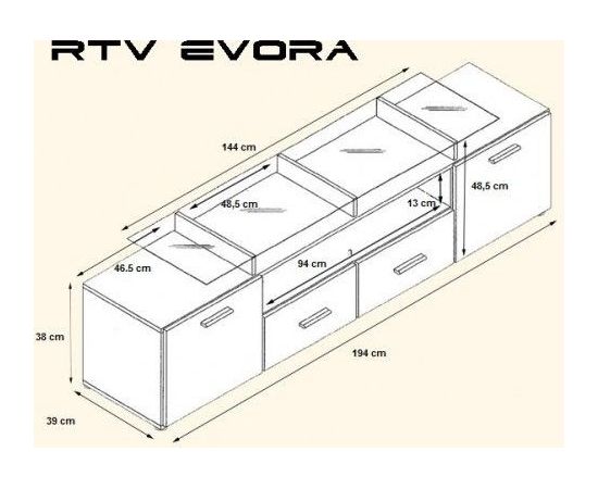 Cama Meble Cama TV stand EVORA 200 black/grey gloss