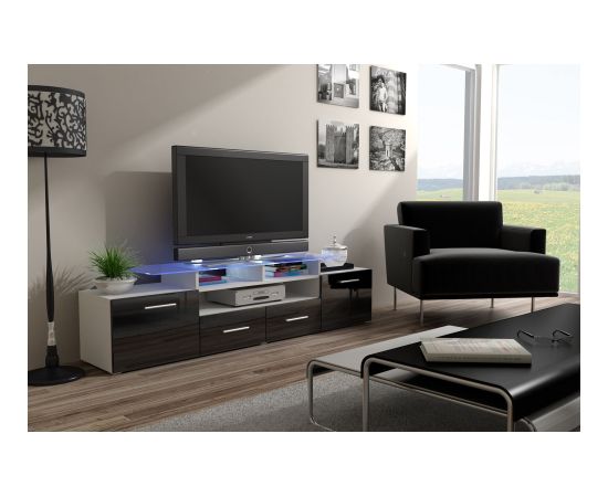 Cama Meble Cama TV stand EVORA 200 white/black gloss