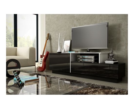 Cama Meble Cama TV cabinet SIGMA 3 180 black/black gloss + biały