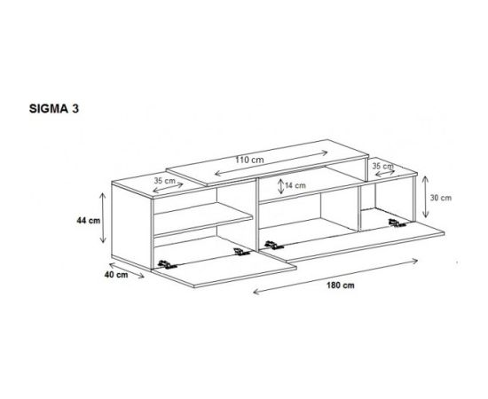 Cama Meble Cama TV cabinet SIGMA 3 180 black/black gloss + biały