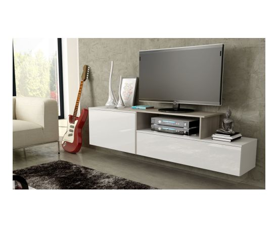 Cama Meble Cama TV cabinet SIGMA 3 180 white/white gloss + sonoma oak