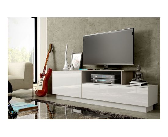 Cama Meble Cama TV cabinet SIGMA 3 180 white/white gloss + sonoma oak