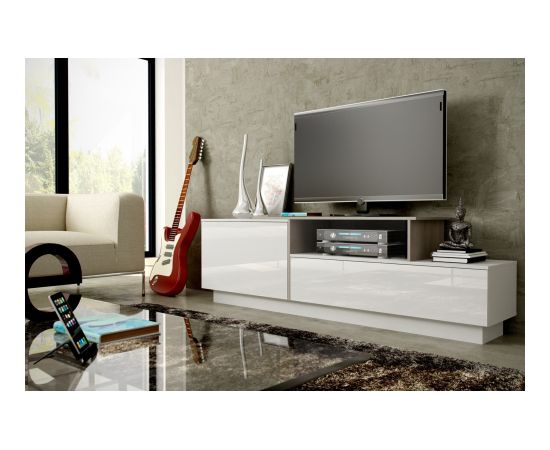 Cama Meble Cama TV cabinet SIGMA 3 180 white/white gloss + sonoma oak