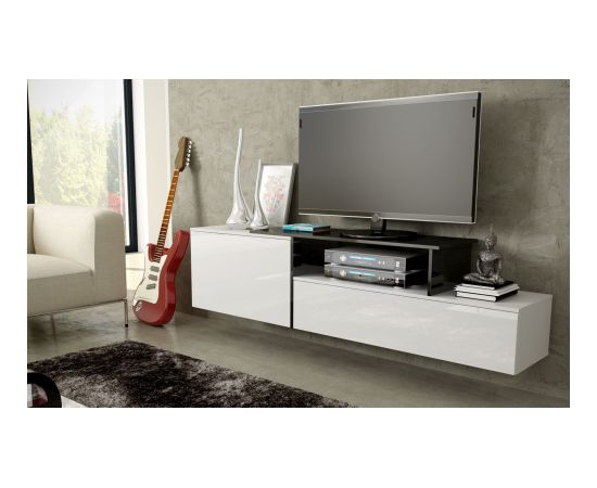 Cama Meble Cama TV cabinet SIGMA 3 180 white/white gloss + black