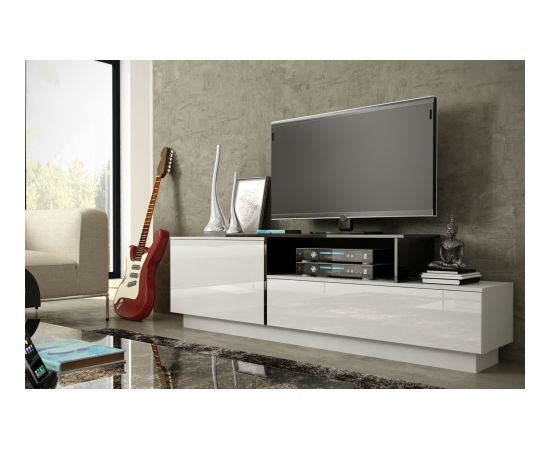 Cama Meble Cama TV cabinet SIGMA 3 180 white/white gloss + black