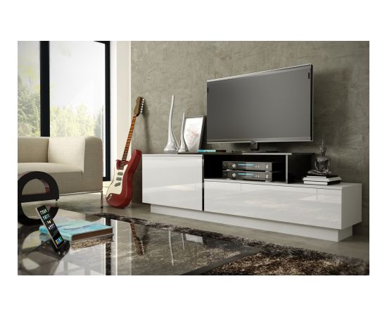 Cama Meble Cama TV cabinet SIGMA 3 180 white/white gloss + black