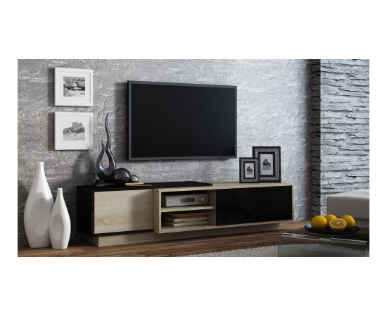 Cama Meble Cama TV cabinet SIGMA1 180 sonoma oak/black gloss