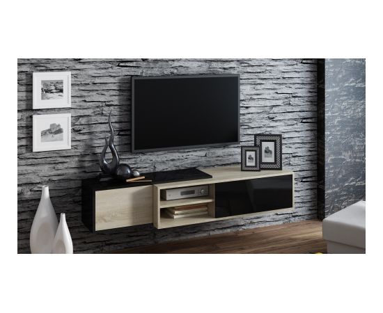 Cama Meble Cama TV cabinet SIGMA1 180 sonoma oak/black gloss