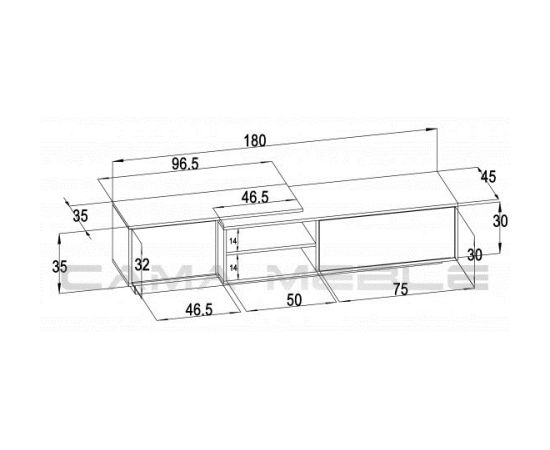 Cama Meble Cama TV cabinet SIGMA1 180 sonoma oak/black gloss