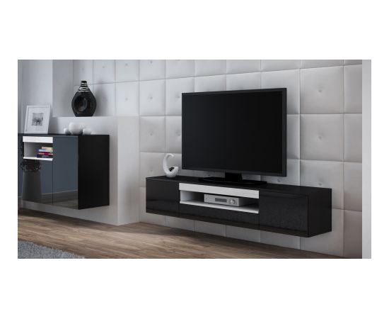 Cama Meble Cama TV stand VIVA 180 black/black gloss + white