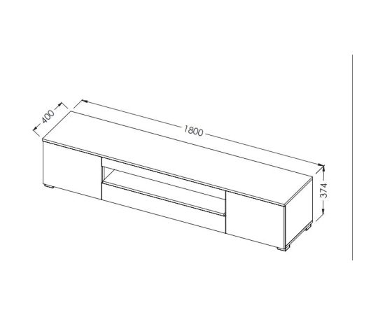 Cama Meble Cama TV stand VIVA 180 black/black gloss + white