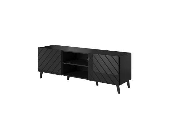 Cama Meble RTV cabinet ABETO 150x42x52 black glossy