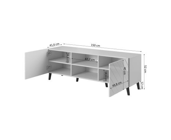 Cama Meble RTV cabinet ABETO 150x42x52 white/white glossy