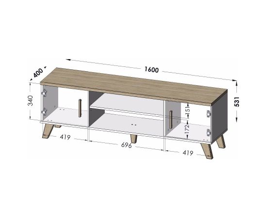 Cama Meble Cama TV stand LOTTA 160 2D2K wotan oak/mat black