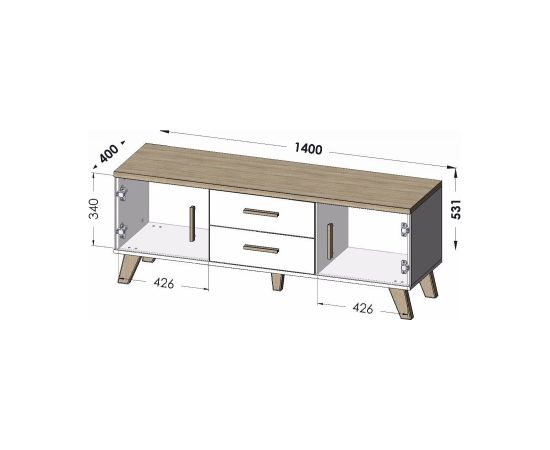 Cama Meble Cama RTV stand LOTTA 140cm wotan oak + matt black