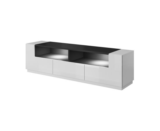 Cama Meble Cama TV cabinet RTV LAS VEGAS 180cm white/white gloss + black