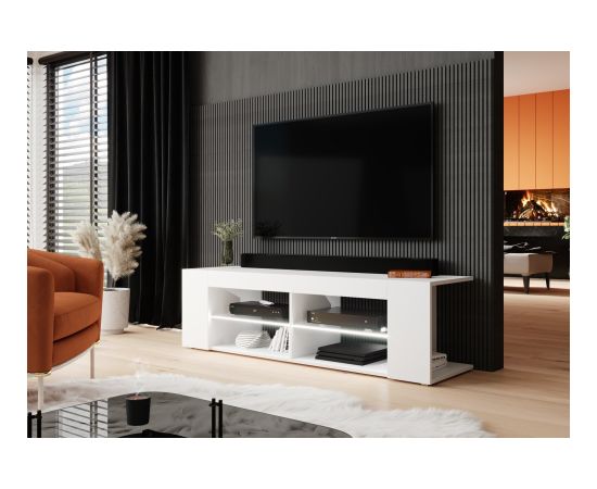 Cama Meble Cama TV cabinet RTV TEXAS 50/134/40 white/white gloss