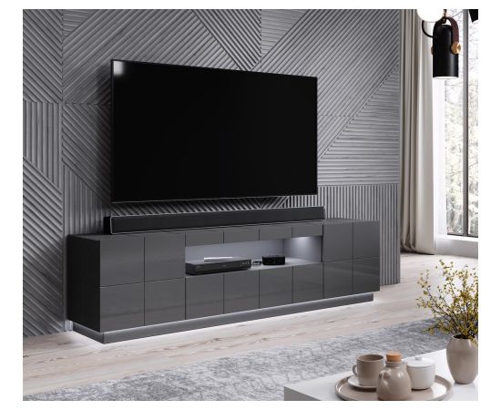 Cama Meble Cama TV stand REJA graphite grey gloss/graphite grey gloss