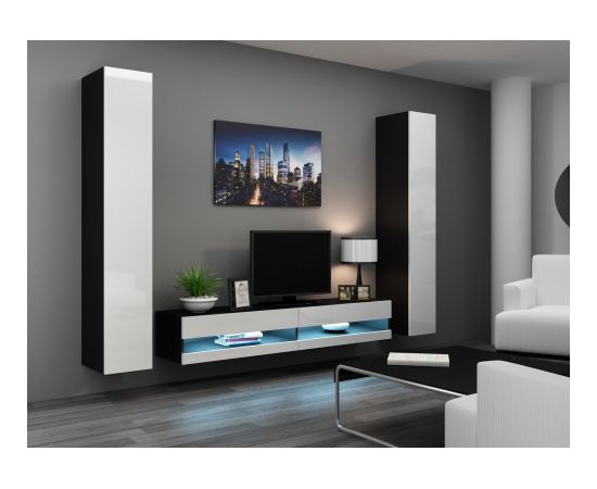 Cama Meble Cama TV stand VIGO NEW 30/180/40 black/white gloss