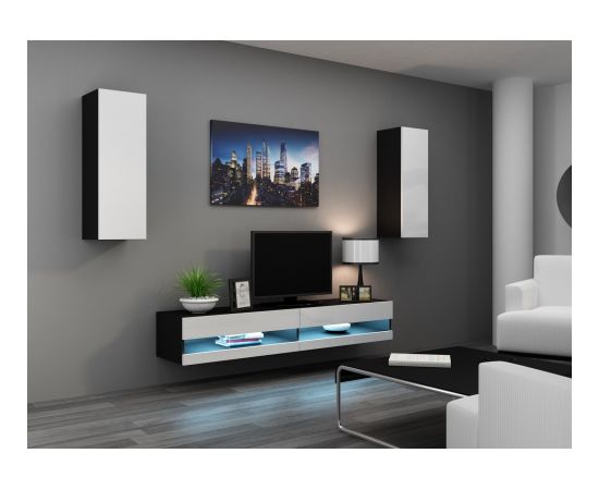 Cama Meble Cama TV stand VIGO NEW 30/140/40 black/white gloss