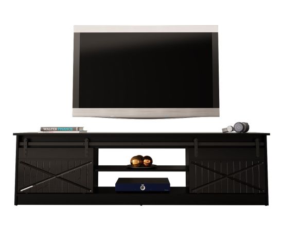 Cama Meble RTV GRANERO 200x56.7x35 black/black gloss cabinet