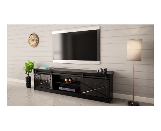 Cama Meble RTV GRANERO 200x56.7x35 black/black gloss cabinet