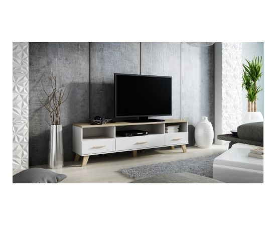 Cama Meble Cama RTV stand LOTTA 180cm white + sonoma oak