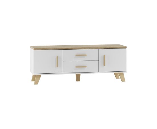 Cama Meble Cama RTV stand LOTTA 140cm white + sonoma oak