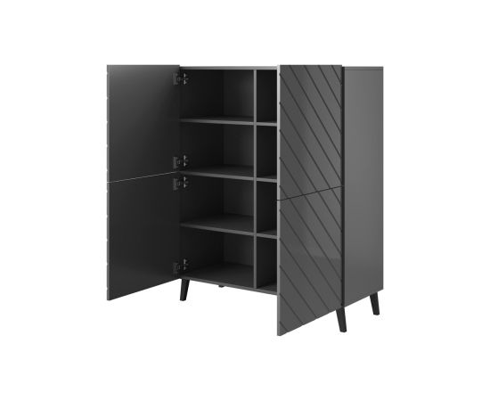 Cama Meble Shelving unit ABETO 100.5 x 40 x 121.5 cm graphite/glossy graphite