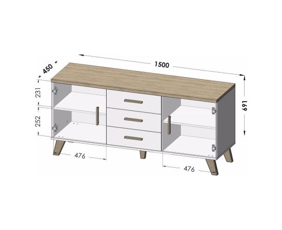 Cama Meble Cama sideboard LOTTA 150 2D3S wotan oak + mat black