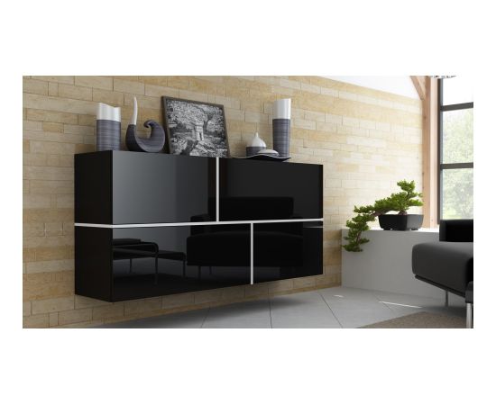 Cama Meble Cama sideboard GOYA 170/40/80 black/black gloss+white