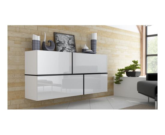 Cama Meble Cama sideboard GOYA 170/40/80 white/white gloss+black