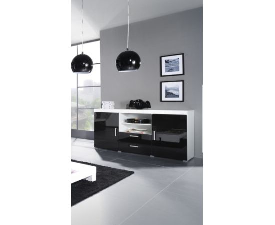 Cama Meble Cama sideboard SAMBA white/black gloss