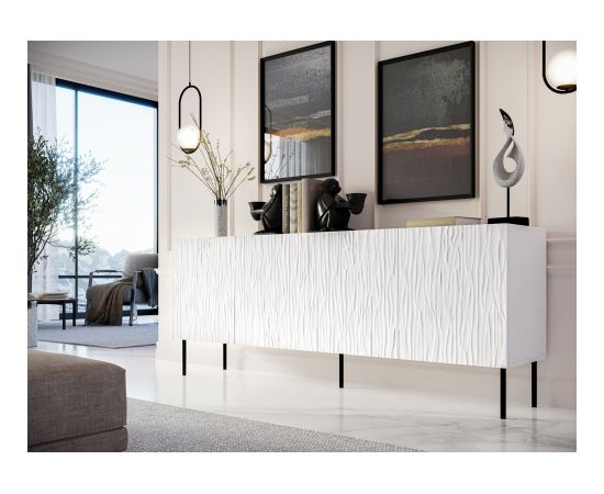 Cama Meble JUNGLE chest 190x40.5x74.5 white matt + black legs