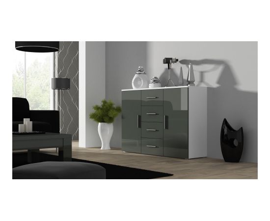 Cama Meble Cama living room sideboard UNI white/grey gloss