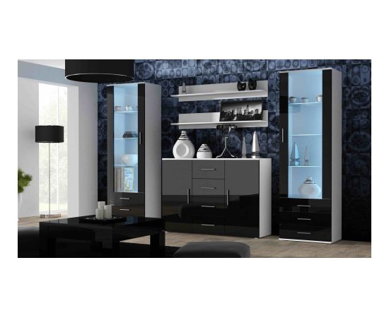 Cama Meble Cama living room sideboard UNI BLACK white/black gloss