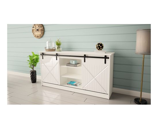 Cama Meble Chest of drawers 160x80x35 GRANERO white/gloss white