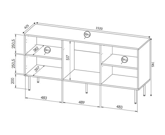 Cama Meble HOLE chest 152x42,5x74,5 cm white matt