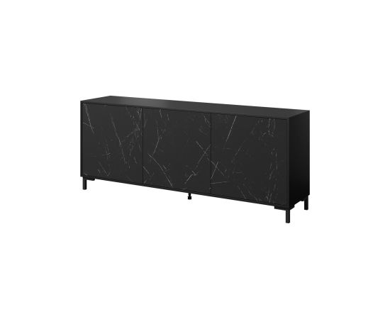 Cama Meble MARMO 3D chest of drawers 200x45x80,5 cm matte black/marble black