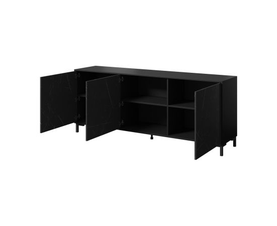 Cama Meble MARMO 3D chest of drawers 200x45x80,5 cm matte black/marble black