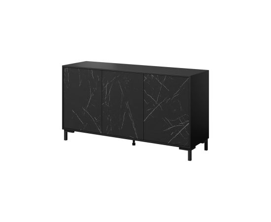 Cama Meble MARMO 3D chest of drawers 150x45x80.5 cm matte black/marble black