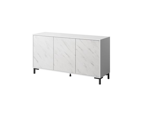 Cama Meble MARMO 3D chest of drawers 150x45x80.5 cm white matt/marble white