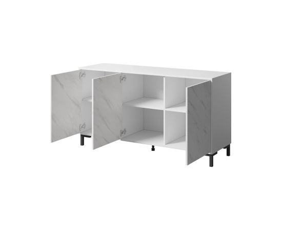 Cama Meble MARMO 3D chest of drawers 150x45x80.5 cm white matt/marble white