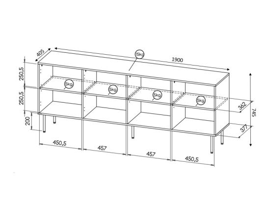 Cama Meble HOLE chest 190x40.5x74.5 cm matte black