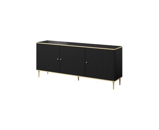 Cama Meble GLAMOUR chest 180x40x75.5 cm black matt + gold