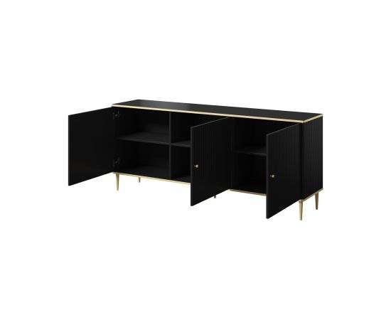 Cama Meble GLAMOUR chest 180x40x75.5 cm black matt + gold