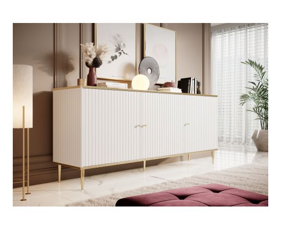 Cama Meble GLAMOUR chest 180x40x75.5 cm white matt + gold